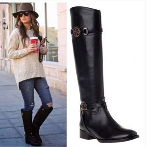 EUC Tory Burch Black Leather Calista Riding Boots Size 7